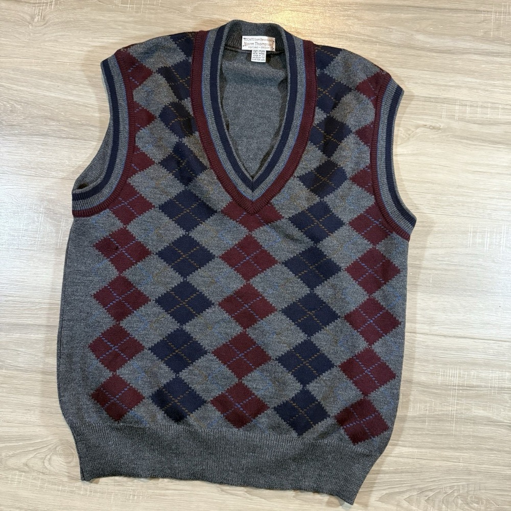 Vintage Escape Norm Thompson Sweater Vest Pure Wool Large Made In Uruguay Geomet